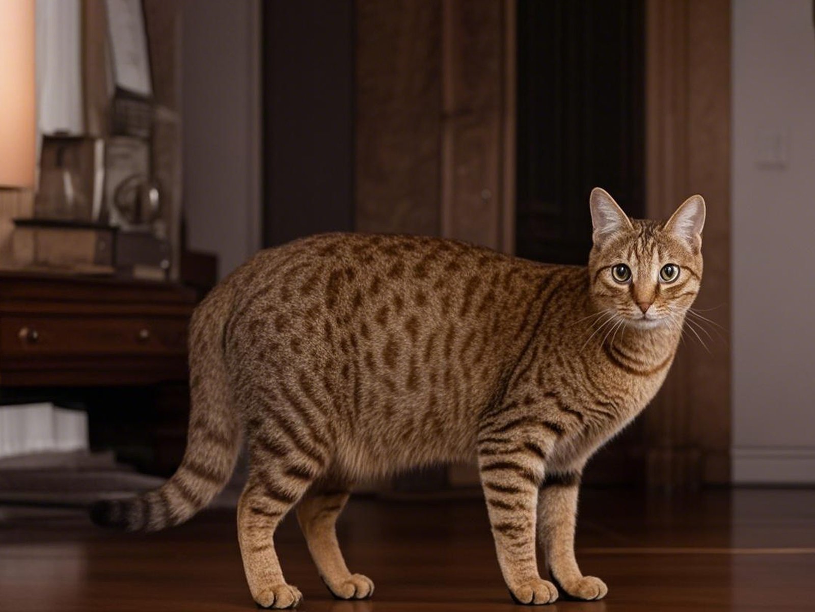 Ocelot standing in the bedroom