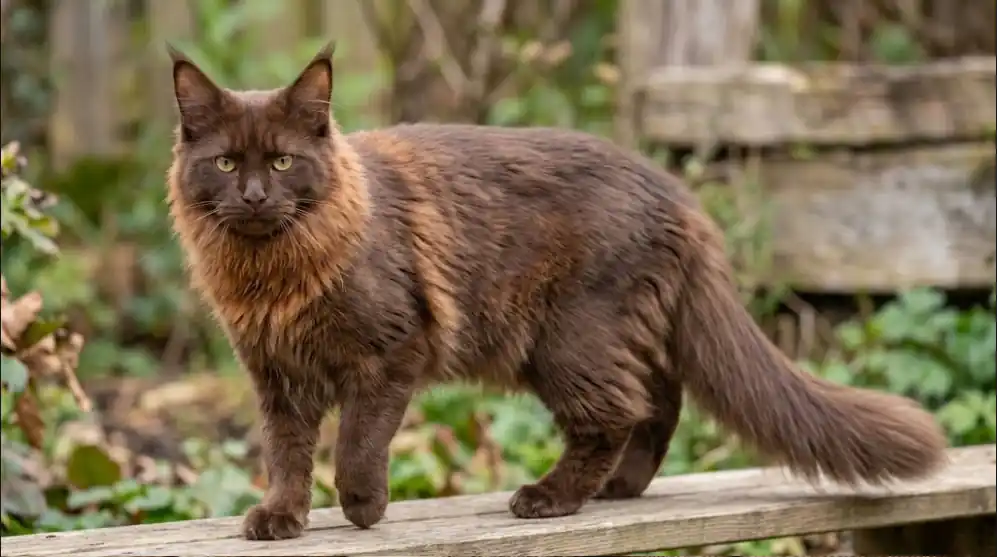 York Chocolate Cat showing its unique physical traits