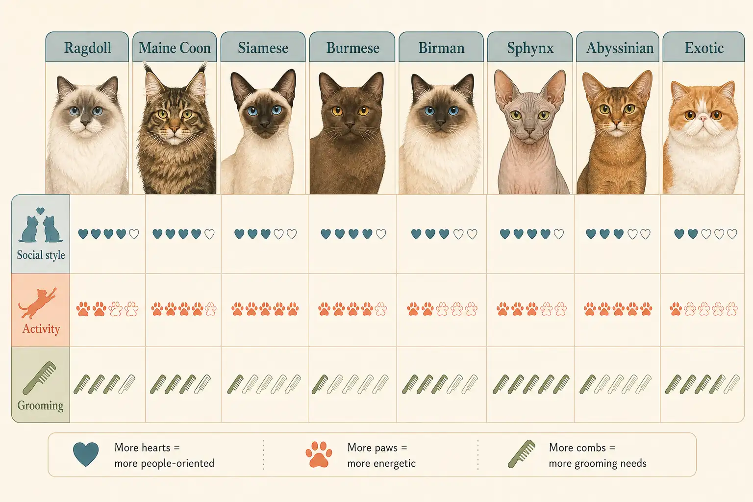 llustrated comparison showing a friendly cat choosing contact and a person respecting the cat's decision to move away.