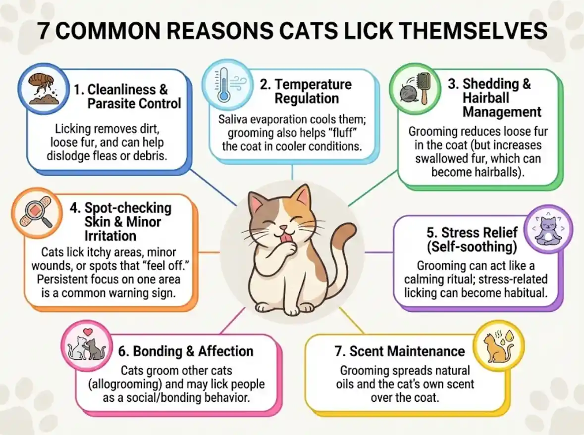 7 Common Reasons Cats Lick Themselves