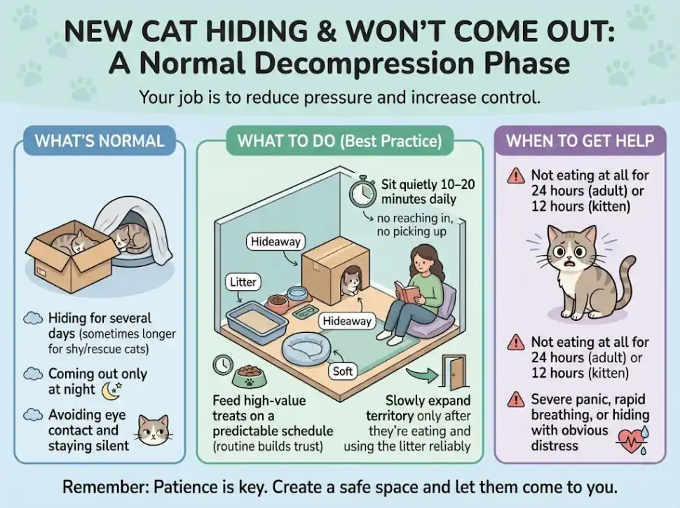 New Cat Hiding and Won’t Come Out