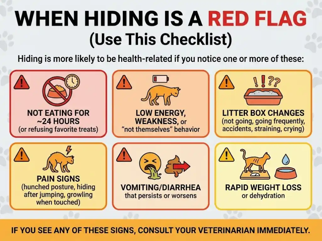 cat hiding red flags