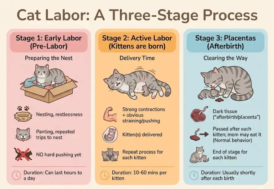 Cat labor stages