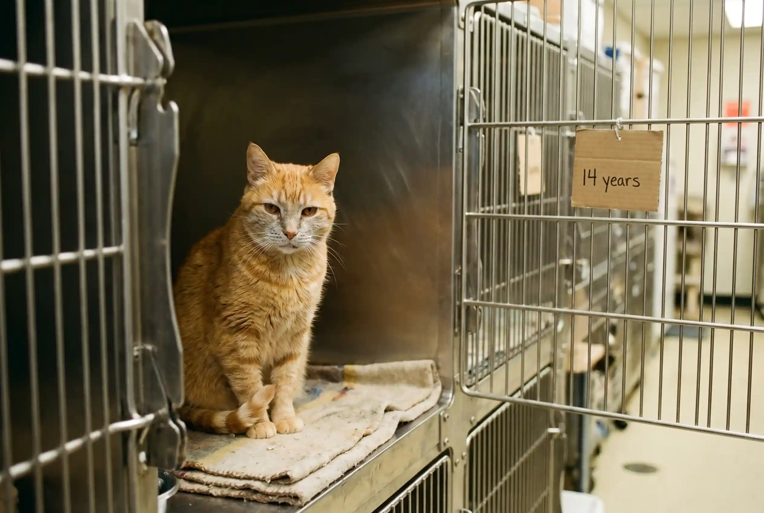 Elvis waiting patiently in his shelter kennel