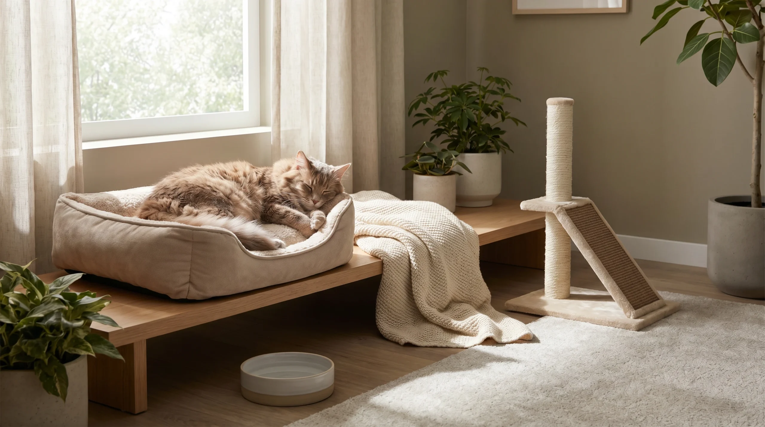 Calm home setup that supports restful sleep and easy access to essentials