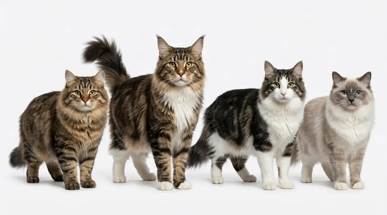 Siberian cat vs Maine Coon vs Norwegian Forest Cat vs Ragdoll side-by-side comparison