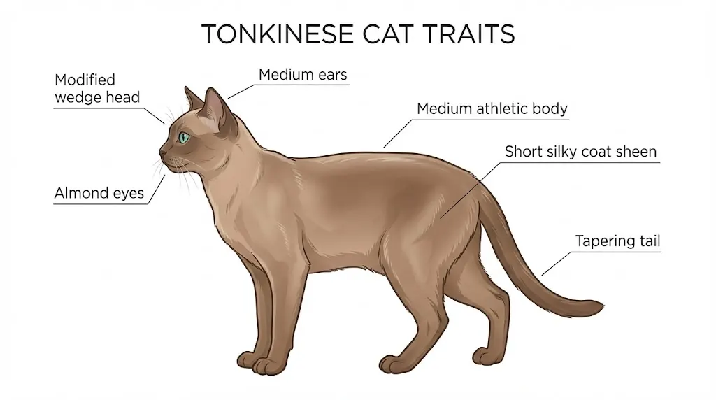 Diagram highlighting Tonkinese cat physical characteristics