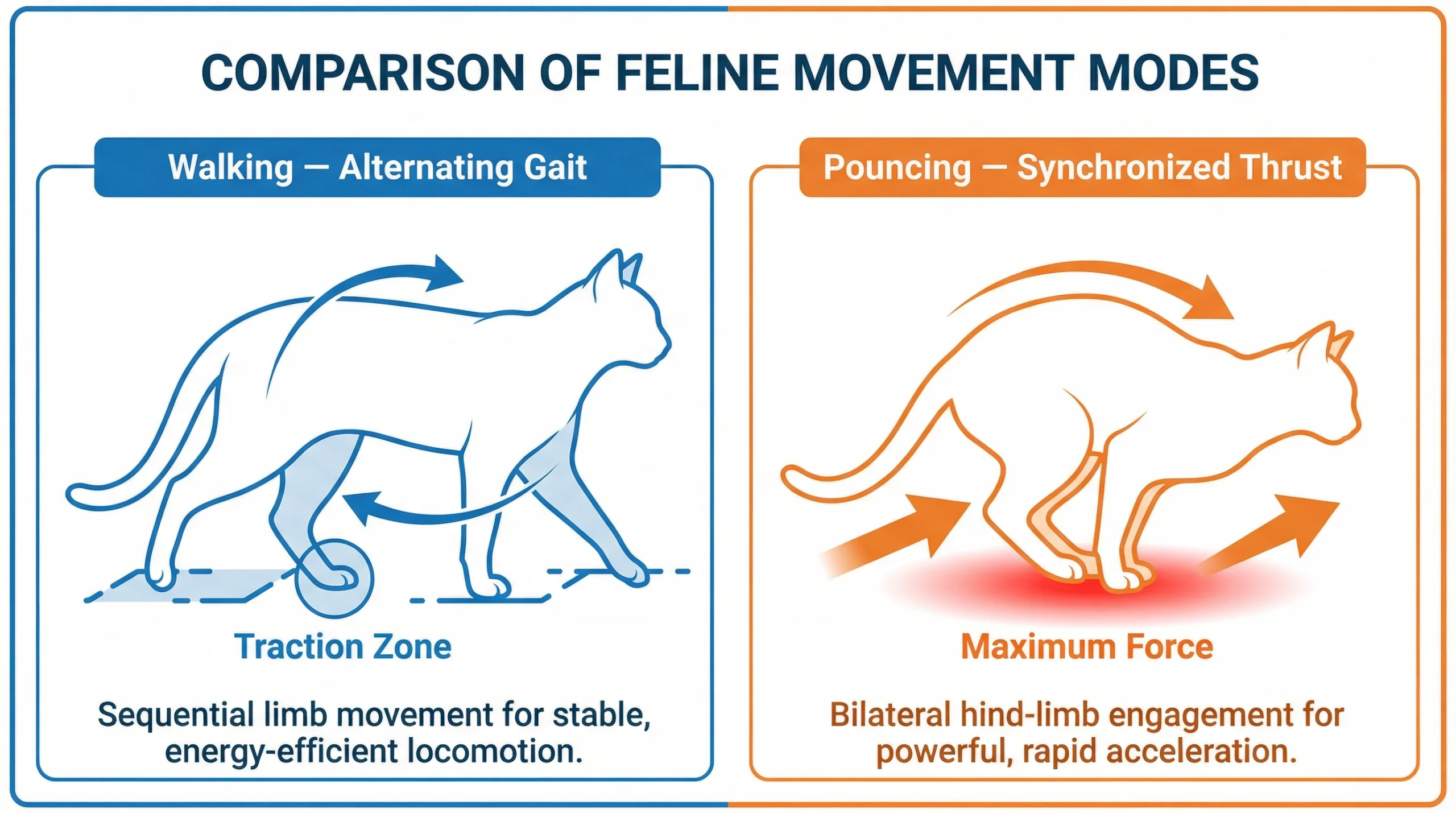 Comparison of feline movement modes