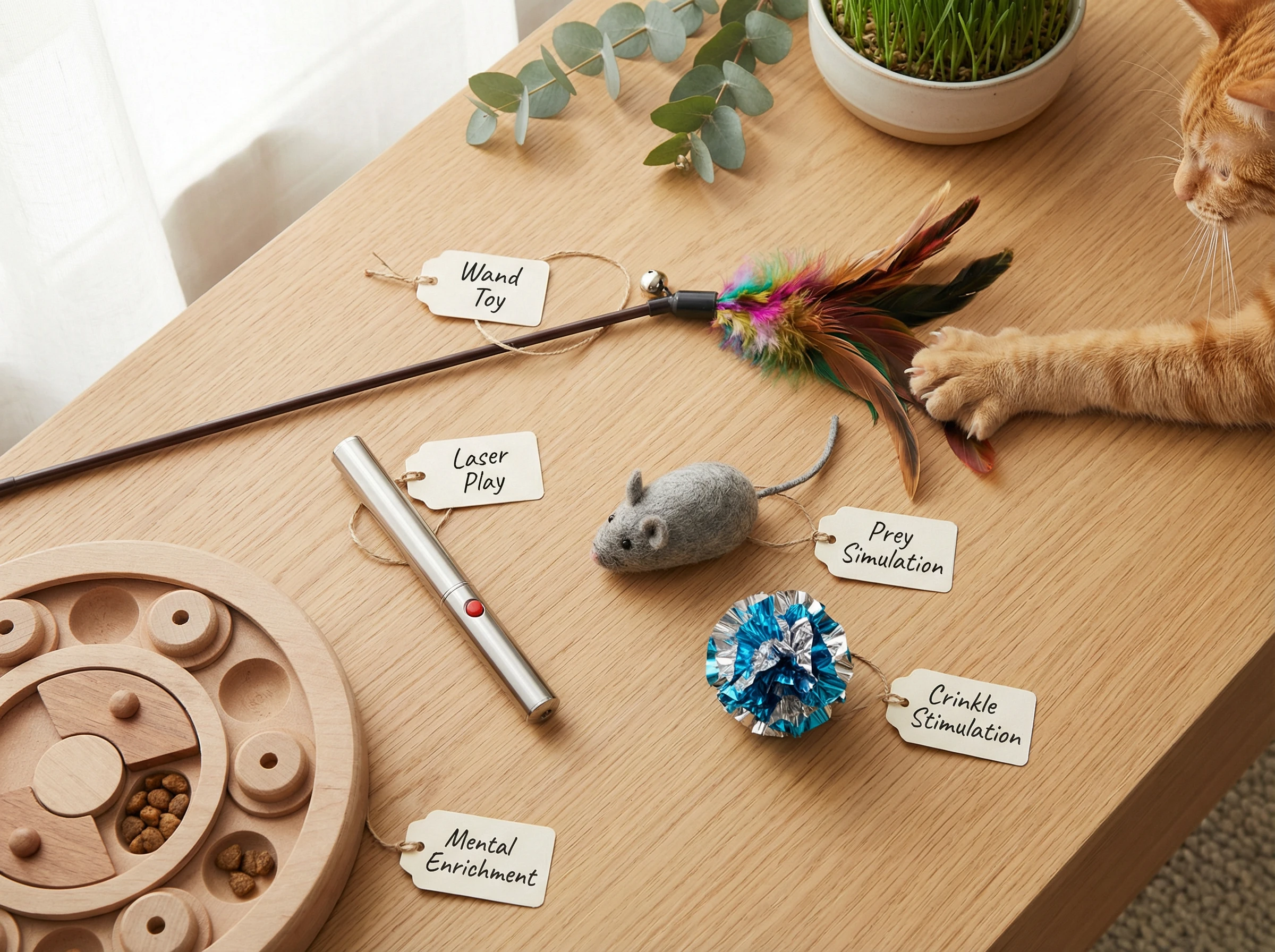 Cat enrichment toys for hunting simulation