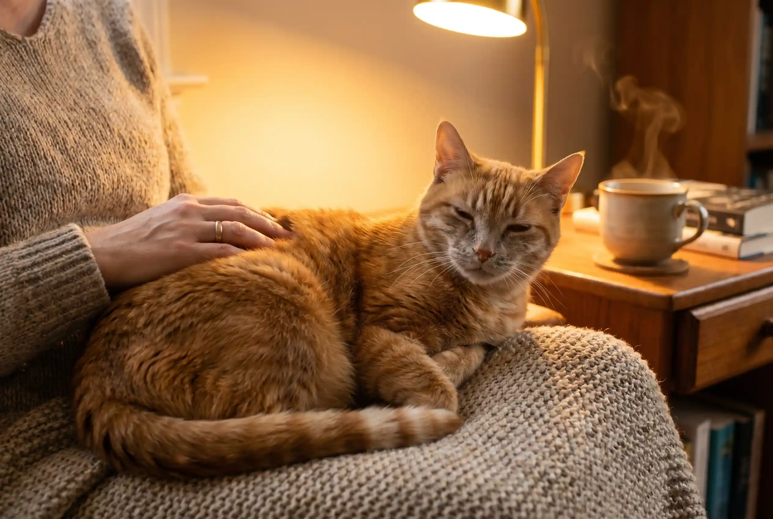 Elvis and his owner sharing a quiet moment of bonding