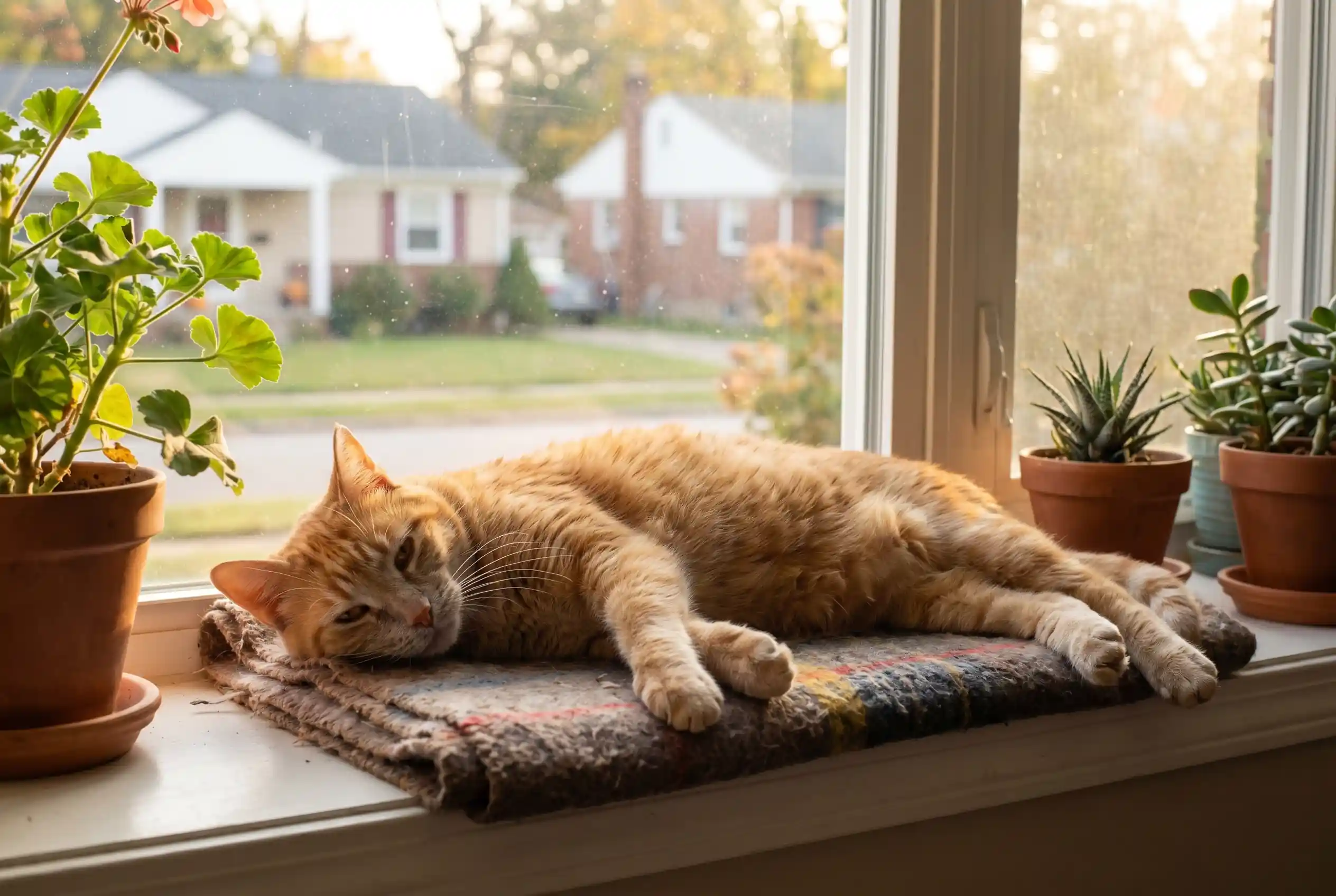 Elvis resting peacefully in the afternoon sunlight
